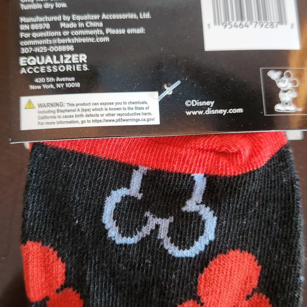 Disney Men's Mickey Mouse Socks - Black and Red